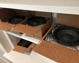 Subwoofers in various sizes brand new in boxes with original packaging