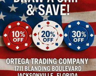 Everyone's a winner with our "Draw a Chip & Save" sale this Saturday, Aug 30! Our Monthly Blue Heron Auction is Saturday, too, which means you can shop from 10:30am until the auction ends around 8pm. With a chip sale, extended hours, AND an auction, this is a weekend you don't want to miss!
