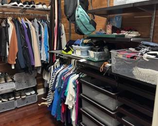 Women and men's clothing, shoes, accessories, plastic shoe boxes