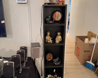 Bookcase, Asian and Bird Figurines