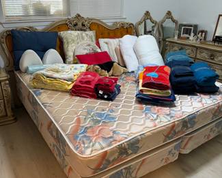 King Bed with Mattress Set, Linens, Pillows