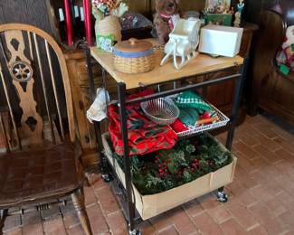 Kitchen cart, wreath, holiday and other decor