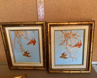 2 Wood Bird Art Pieces Framed #2 $50.00