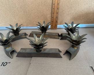 6 Brass Pineapple Candle Holders $24.00