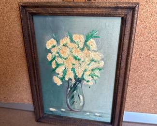 Framed Signed Floral Art $12.00