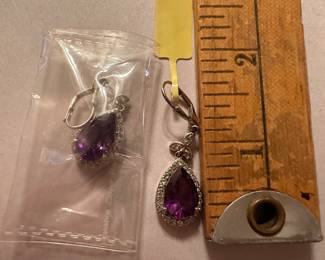 Purple Sterling Tear Drop Earrings $14.00