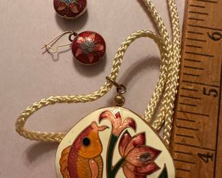 Cloisonne Necklace and Earrings $12.00