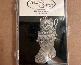 White Swan Pewter Ornament $6.00