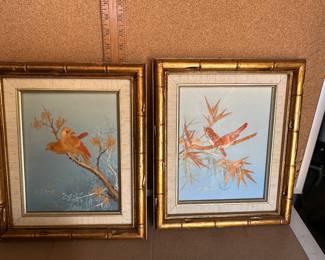 2 Wood Art Birds Framed $50.00