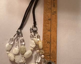 Triple Strand White and Clear Stone Necklace $10.00
