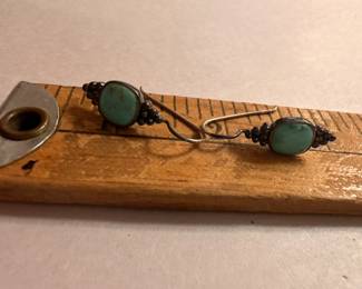 Sterling Silver and blueish Green Stone Earrings $12.00
