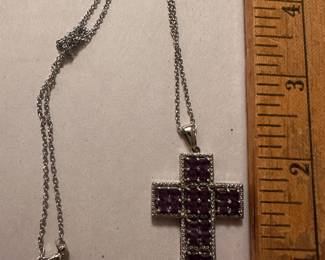 Purple Stone Cross Sterling Silver Necklace (tangled) $27.00