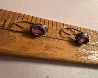 Sterling Silver and Purple Stone Earrings $12.00