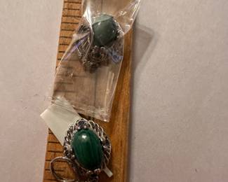 Green Stone Dandle Earrings, Sterling Silver $15.00