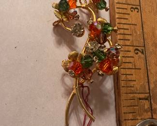 Orange and Green Stone Brooch $5.00