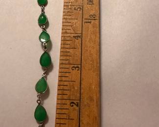 Sterling Silver Green Stone Bracelet $12.00