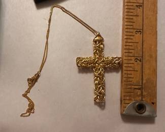 Sterling Silver Gold Tone Large Cross Necklace (tangled) $24.00