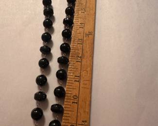 Sterling Silver and Black Beaded Necklace $14.00