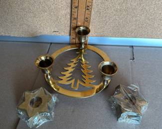 Tree and Star Brass Candlesticks $8.00