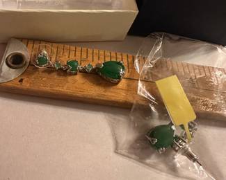 Green Stone Sterling Silver Earrings $12.00