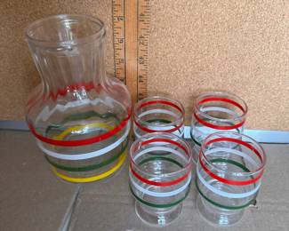 Anchor Hocking Fiesta Decanter and Glasses $16.00