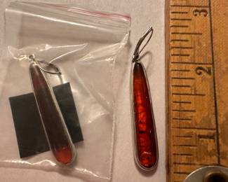 Sterling Silver Drop Amber Earrings $12.00