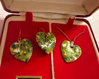 Heart Earrings and Necklace 14K Posts $18.00