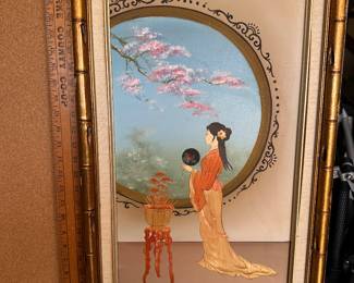 Singed Young Asian Art, Wood accents $45.00