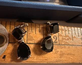 Sterling Silver Black Stone Earrings $10.00