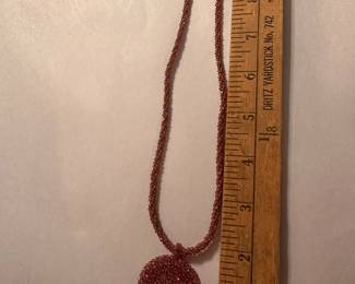 Sterling Clasp and Red Beaded Necklace $24.00