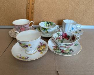 5 Teacups and Saucers $20.00