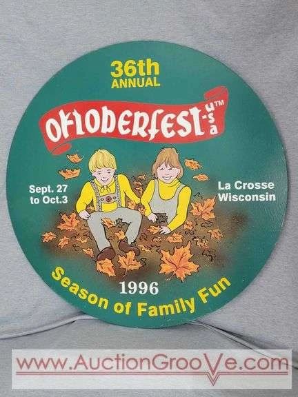 1996 La Crosse Oktoberfest 36th Annual 25 Diameter Wooden Sign