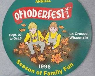 1996 La Crosse Oktoberfest 36th Annual 25 Diameter Wooden Sign