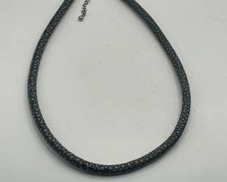 Sterling silver and "sting ray" leather necklace