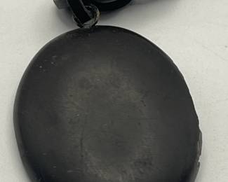 Antique Victorian Gutta Percha Mourning Necklace 