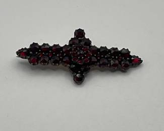 Victorian Sterling and Garnet Brooch