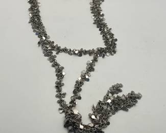 Silver Disc Glitter Necklace