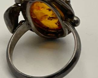 Sterling Silver and Amber Ring