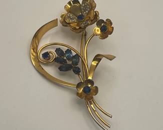 Sterling Silver Vermeil Floral Brooch