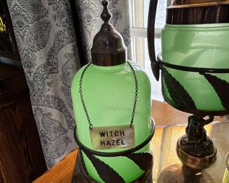 Antique Vanity Set made with "Uranium Glass"
