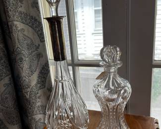 Beautiful Cut Glass Decanters including this one with a Sterling Collar 