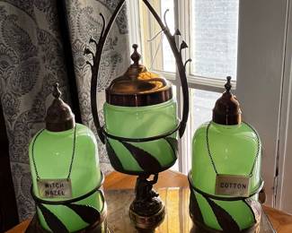 Antique Vanity Set made with "Uranium Glass"