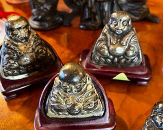 Antique 1800's Chinese Happy Budhas Hat Ornaments from Qing Dynasty