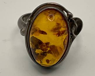 Sterling Silver and Amber Ring
