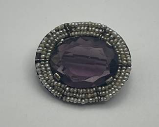 Sterling and Seed Pearl Brooch