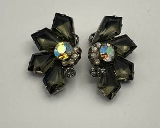 Vintage Rhinestone Clip Earrings