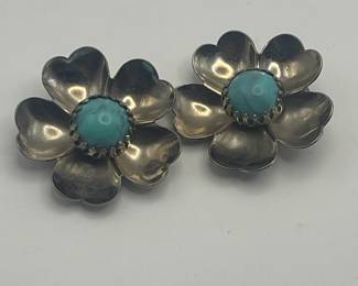 Vintage Faux Turquoise Clip Earrings