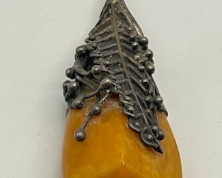 Sterling and Amber Pendant