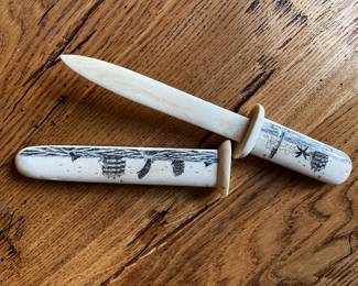 Scrimshaw Bone Knife