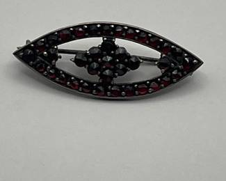 Antique Victorian Garnet and Sterling Pin